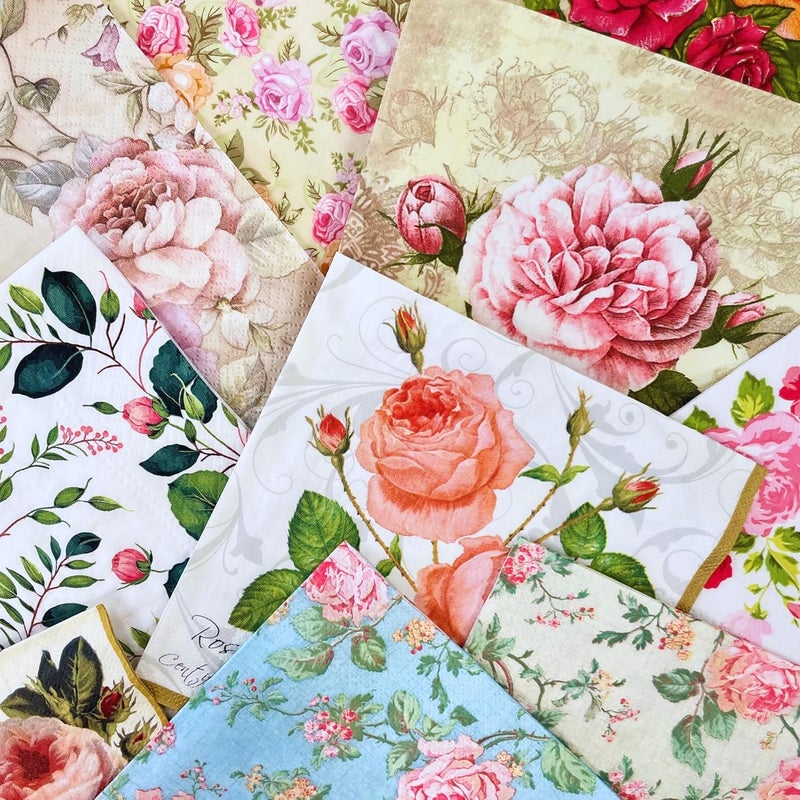 Keep Unique Mystery Pack Decoupage Paper Napkins, 20-ct Assorted Surprise Napkins, Decorative Napkins Floral for Art Craft Junk Journal, Scrapbooking, 20 Different Flower Designs - Image 1
